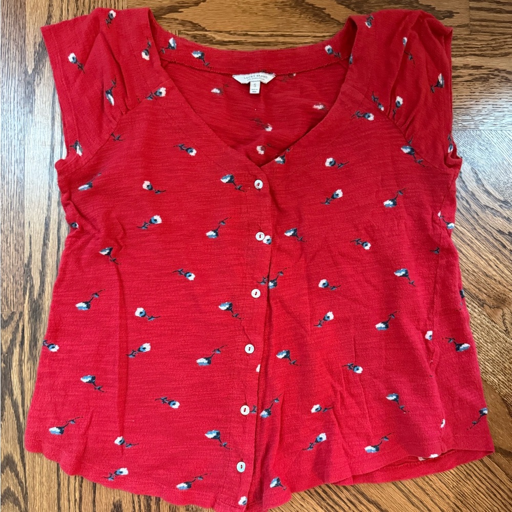 Lucky Brand Red Floral Women's Blouse